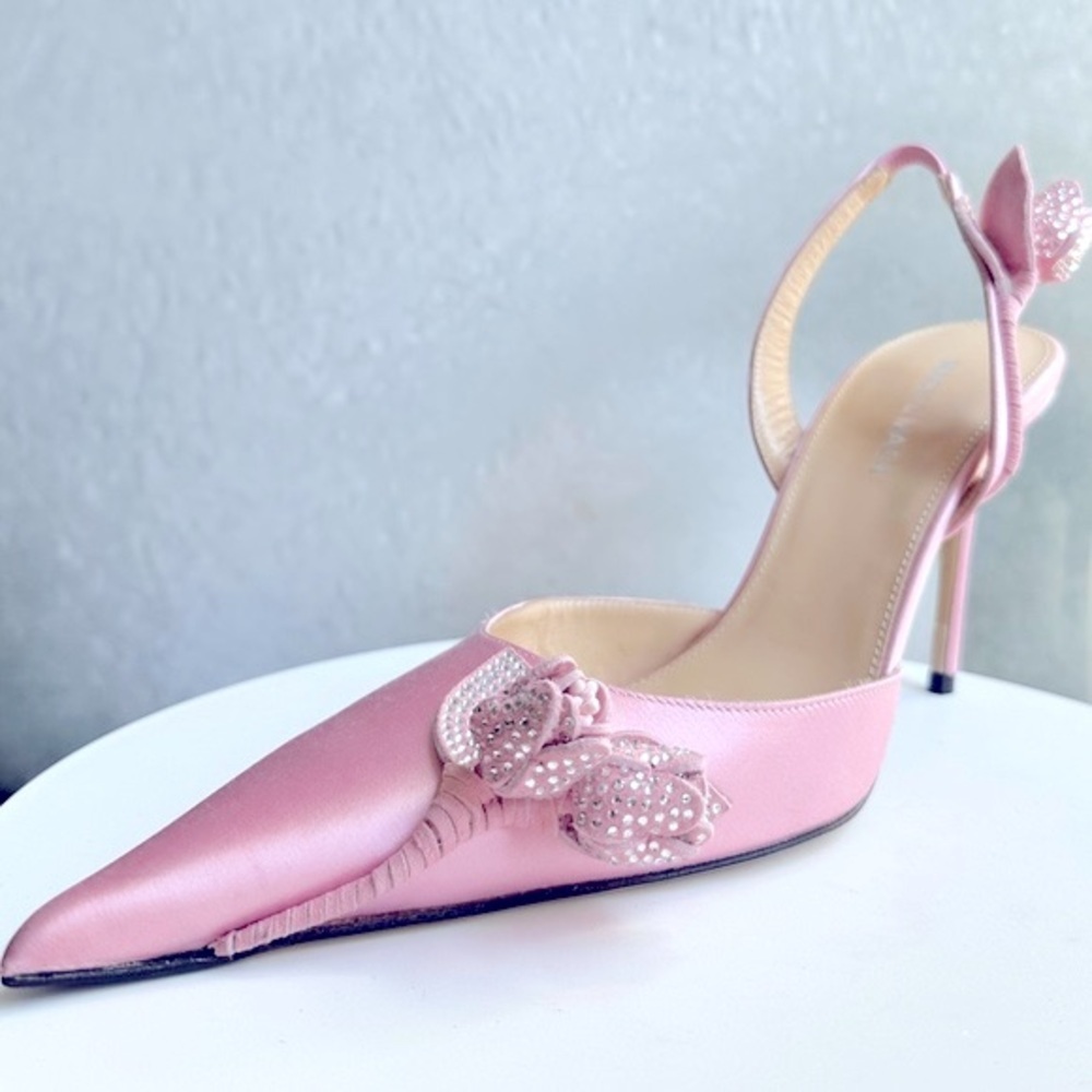 🌺 MACH & MACH🌺 Wonder Tulip Satin Slingback Pumps Size: 40 - Picture 4 of 17